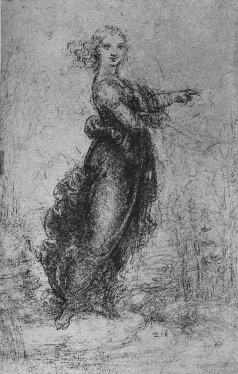 En ung kvinna som pekar, c1480 1945 av Leonardo da Vinci