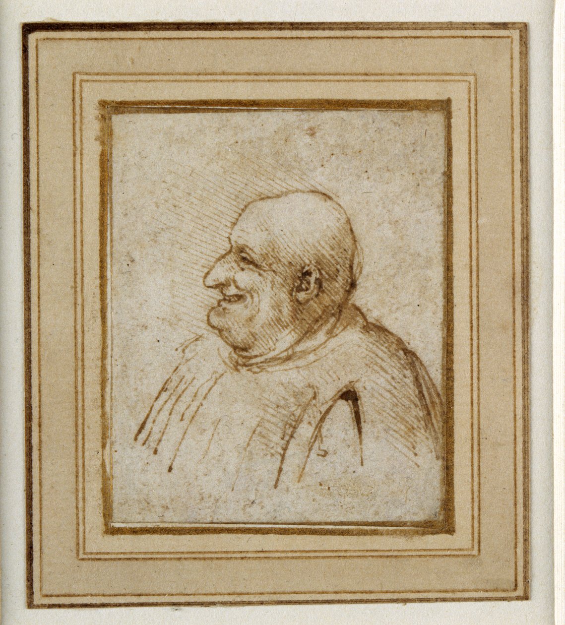 En karikatyr (penna och bläck på papper) av Leonardo da Vinci