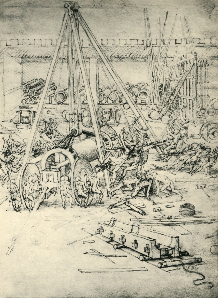 En scen i en arsenal, c1485-1490, 1943. av Leonardo da Vinci