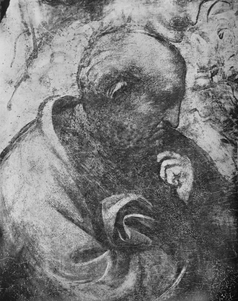 Adoration of the Magi - Filosofens chef till vänster, c1481 1945 av Leonardo da Vinci