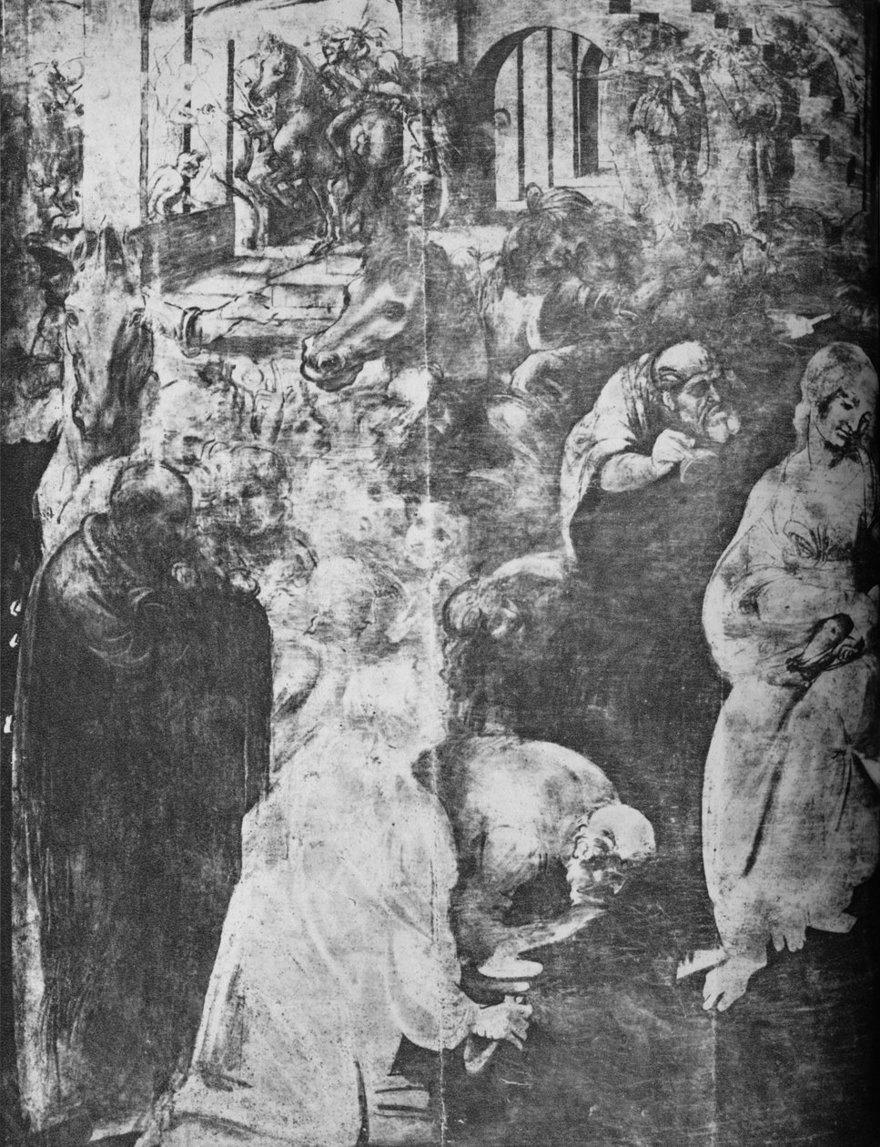 Adoration of the Magi - Vänster nedre del, c1481 1945 av Leonardo da Vinci