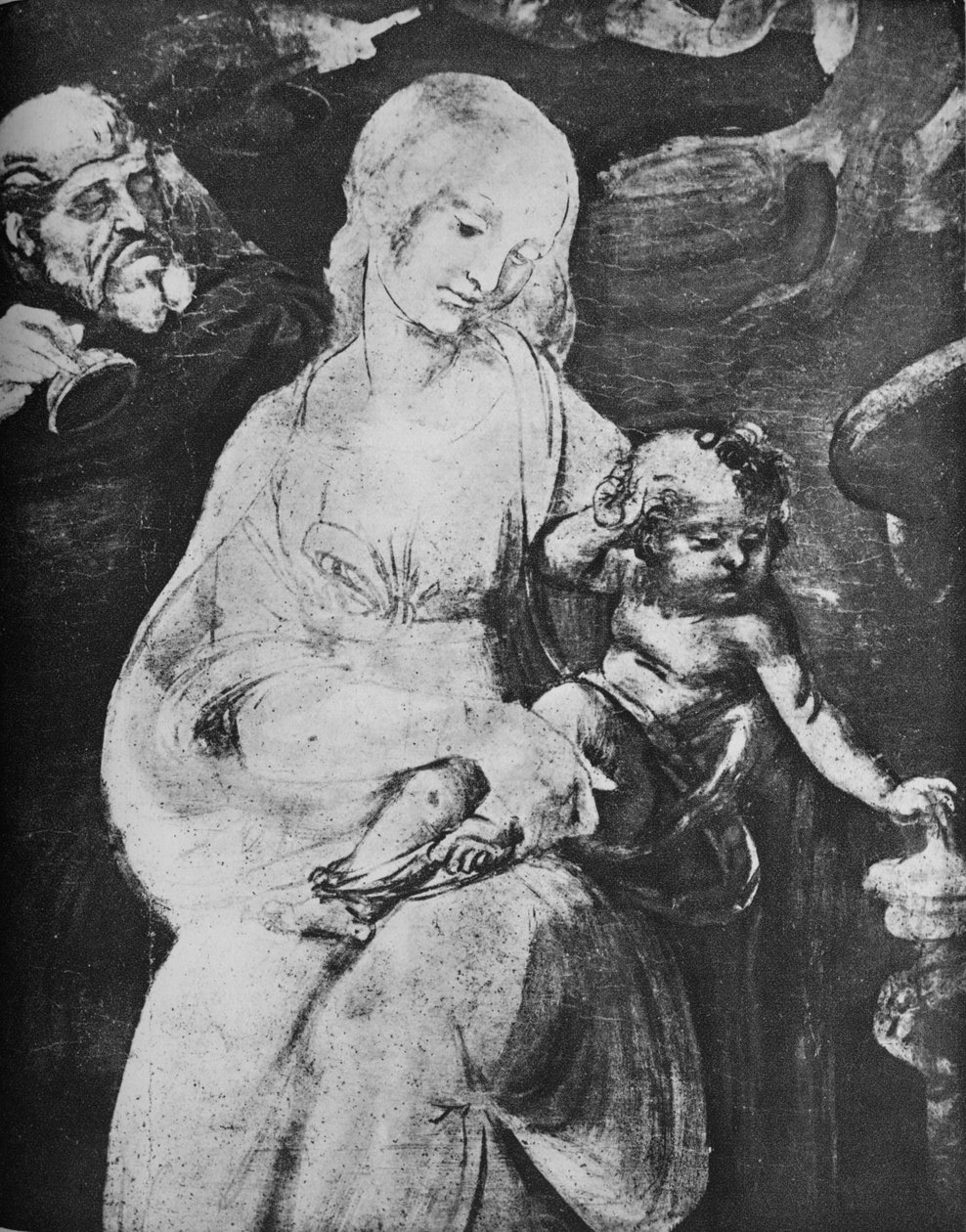 Tillbedjan av Magi - Jungfru och barn, c1481 1945 av Leonardo da Vinci