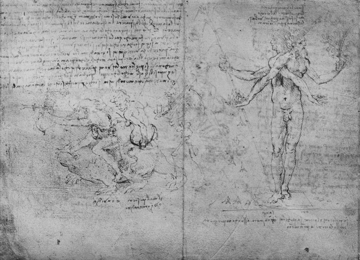 Allegories of Pleasure and Pain and of Envy, c1480 1945 av Leonardo da Vinci