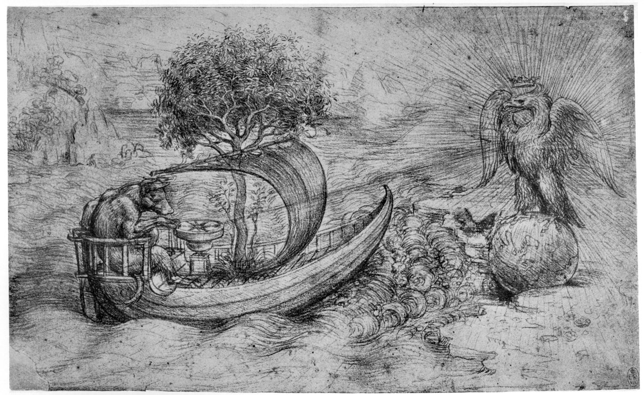 Allegori med varg och örn, c1516 1954. av Leonardo da Vinci