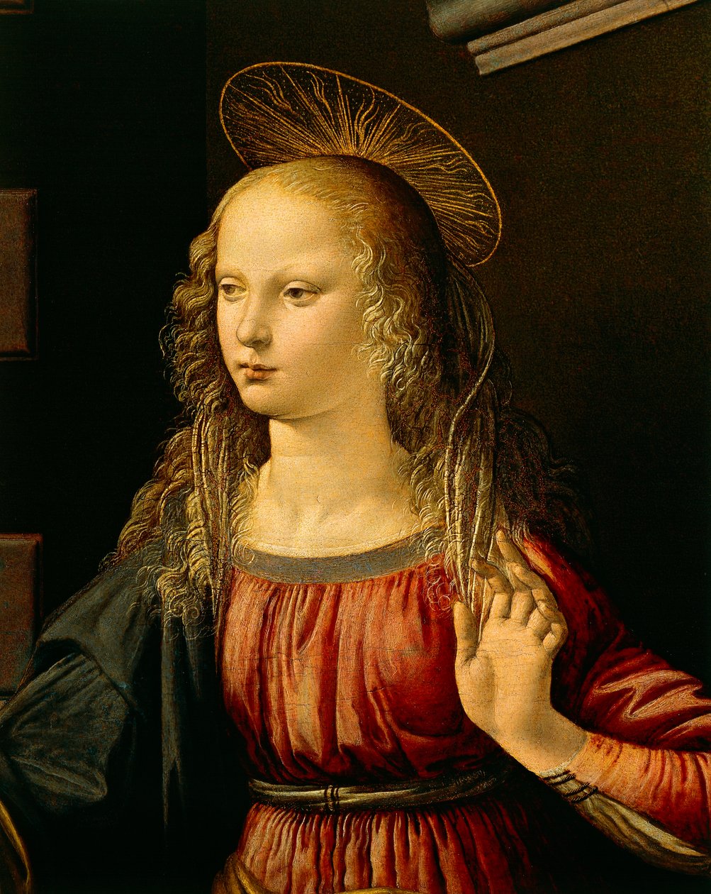 Annunciation, c.1475 (olja och tempera på trä) av Leonardo da Vinci