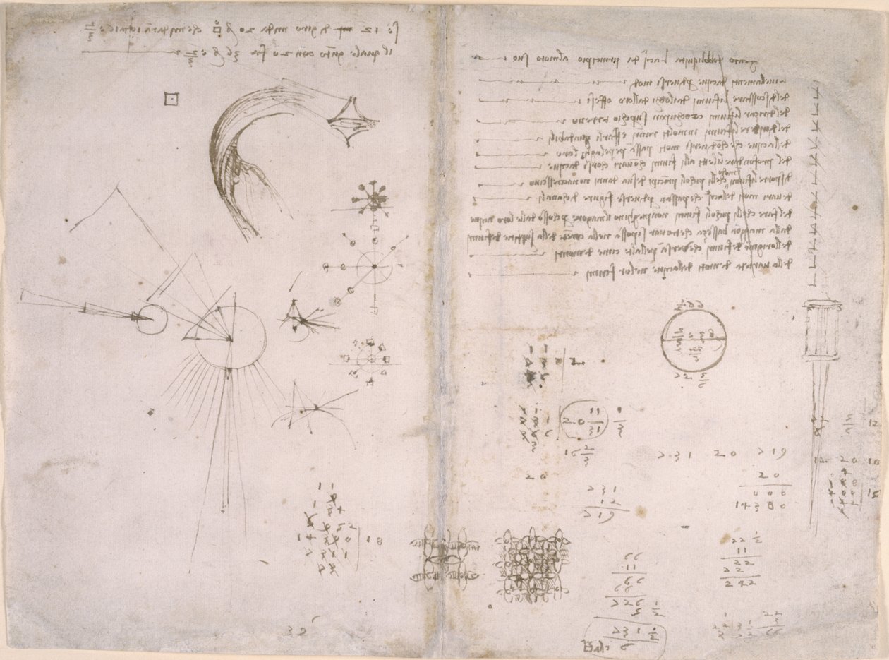 Arundel 263, f.125v, f.122 Skisser och diagram från 