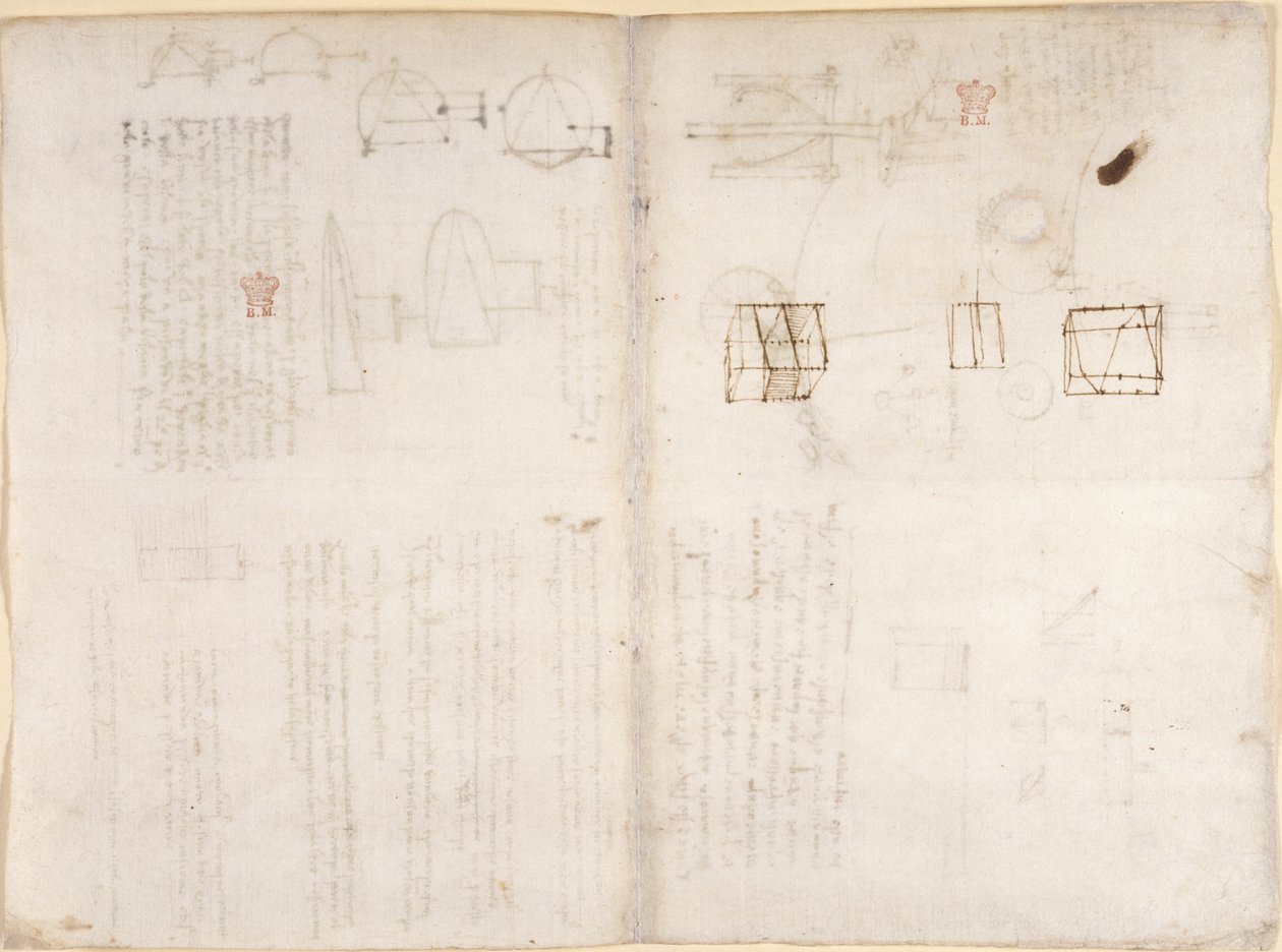 Arundel 263, f.130v, f.133 Tom sida med diagram, från 