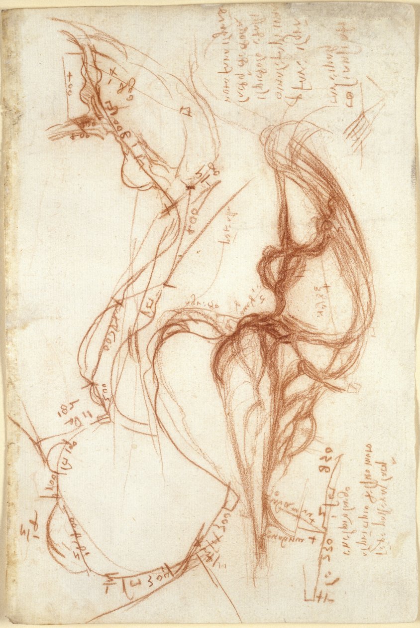 Arundel 263, f.149, Planimetriska skisser av floden Arno; anteckningar om vattenförvaltning av Leonardo da Vinci