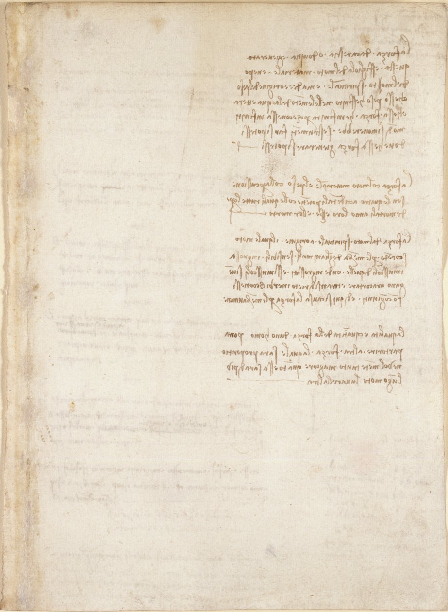 Arundel 263, f.151, Leonardo da Vincis anteckningar från 