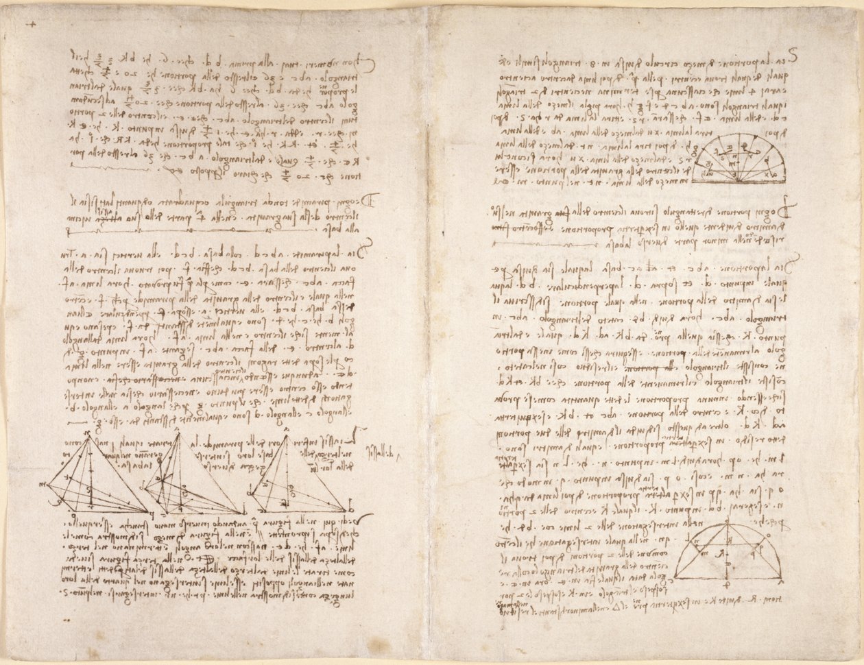 Arundel 263, f.218v, f.215 Anteckningar och diagram från 