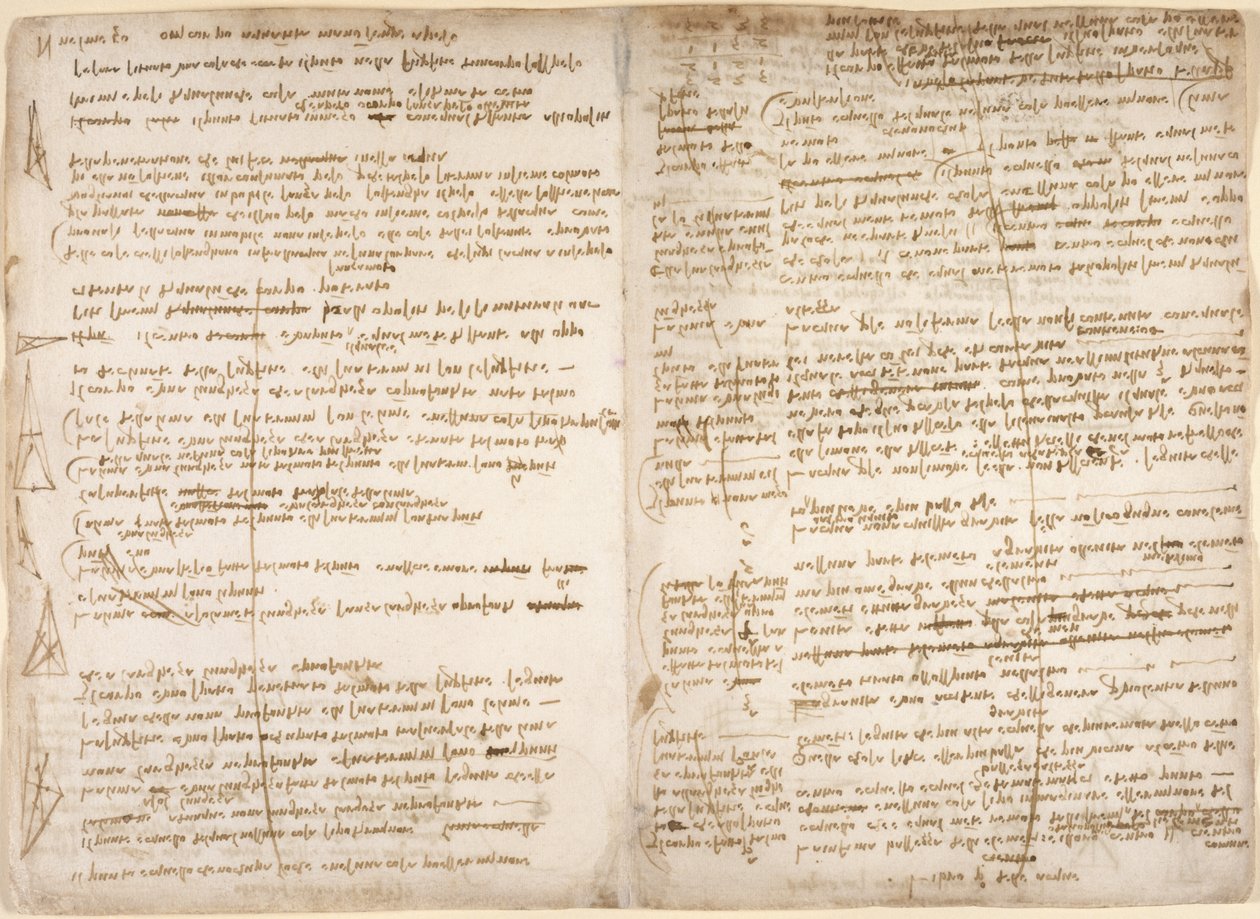 Arundel 263, f.267v, f.266, Anteckningar och diagram om den matematiska definitionen av punkt, linje och område, för 