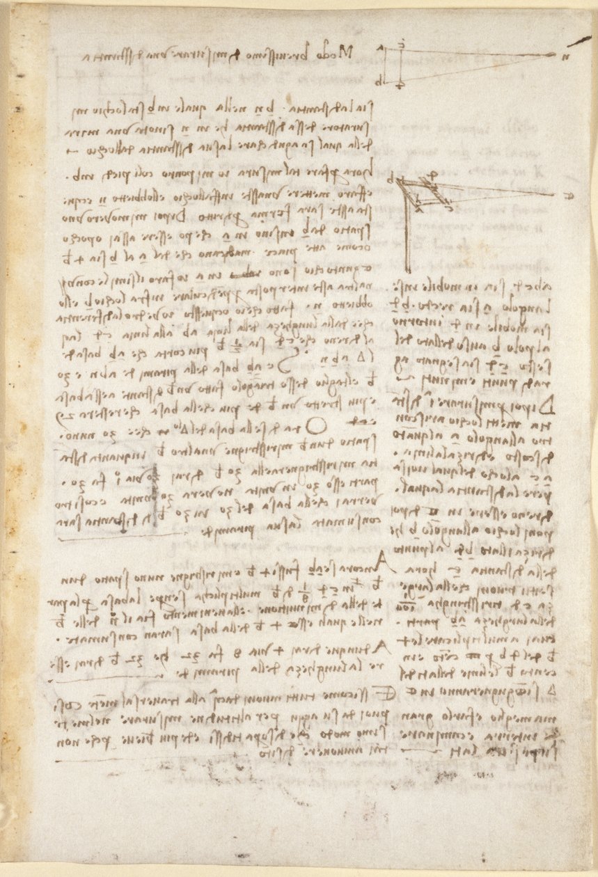 Arundel 263, f.26 Anteckningar och diagram om en stenografimetod för att mäta avstånd, från 