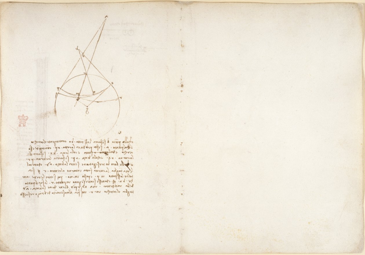 Arundel 263, f.48v, 55, Anteckningar och diagram om optik, angående Alhazens problem, från 