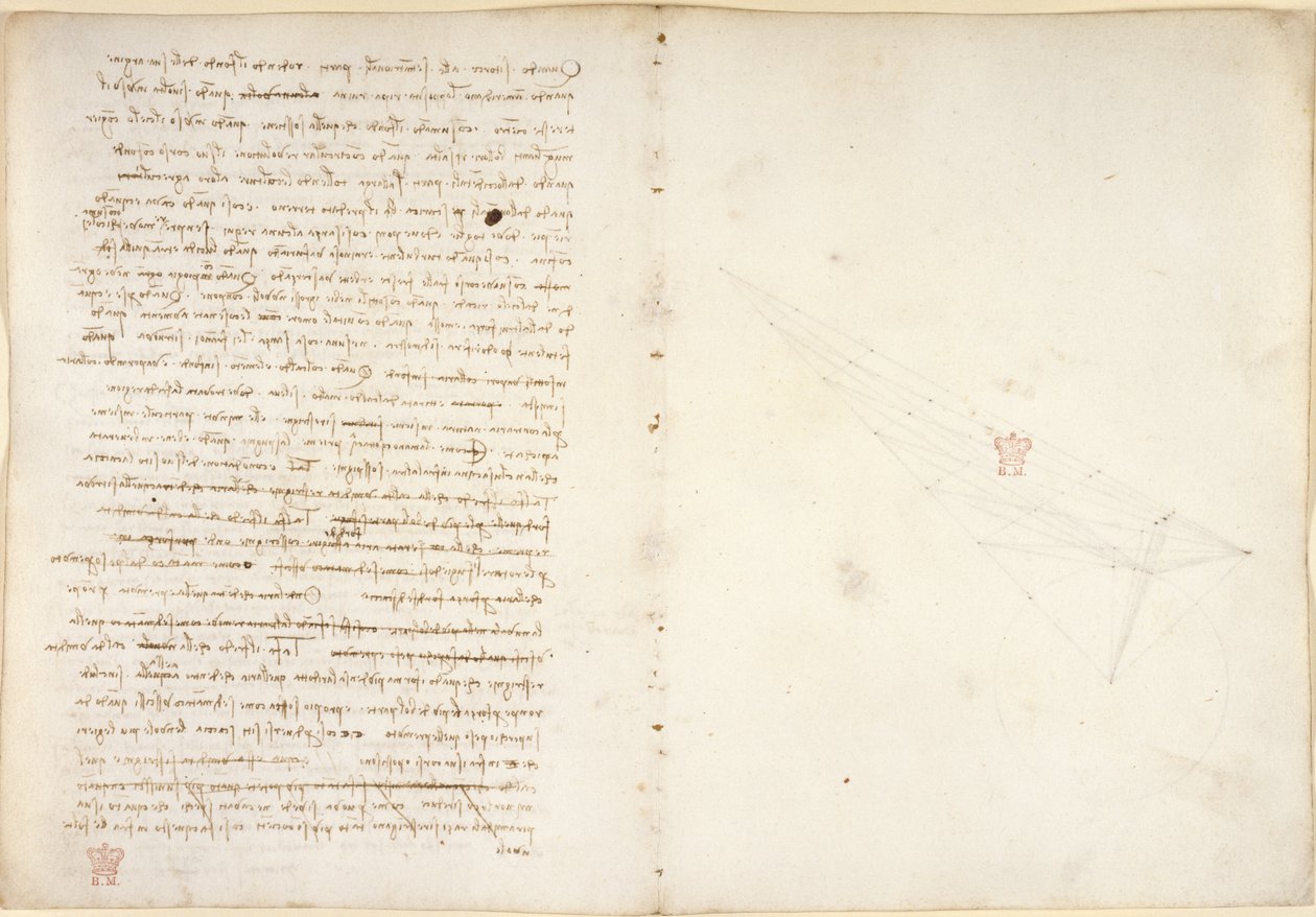 Arundel 263, f.57v, f.46 Anteckningar om vatten, från 