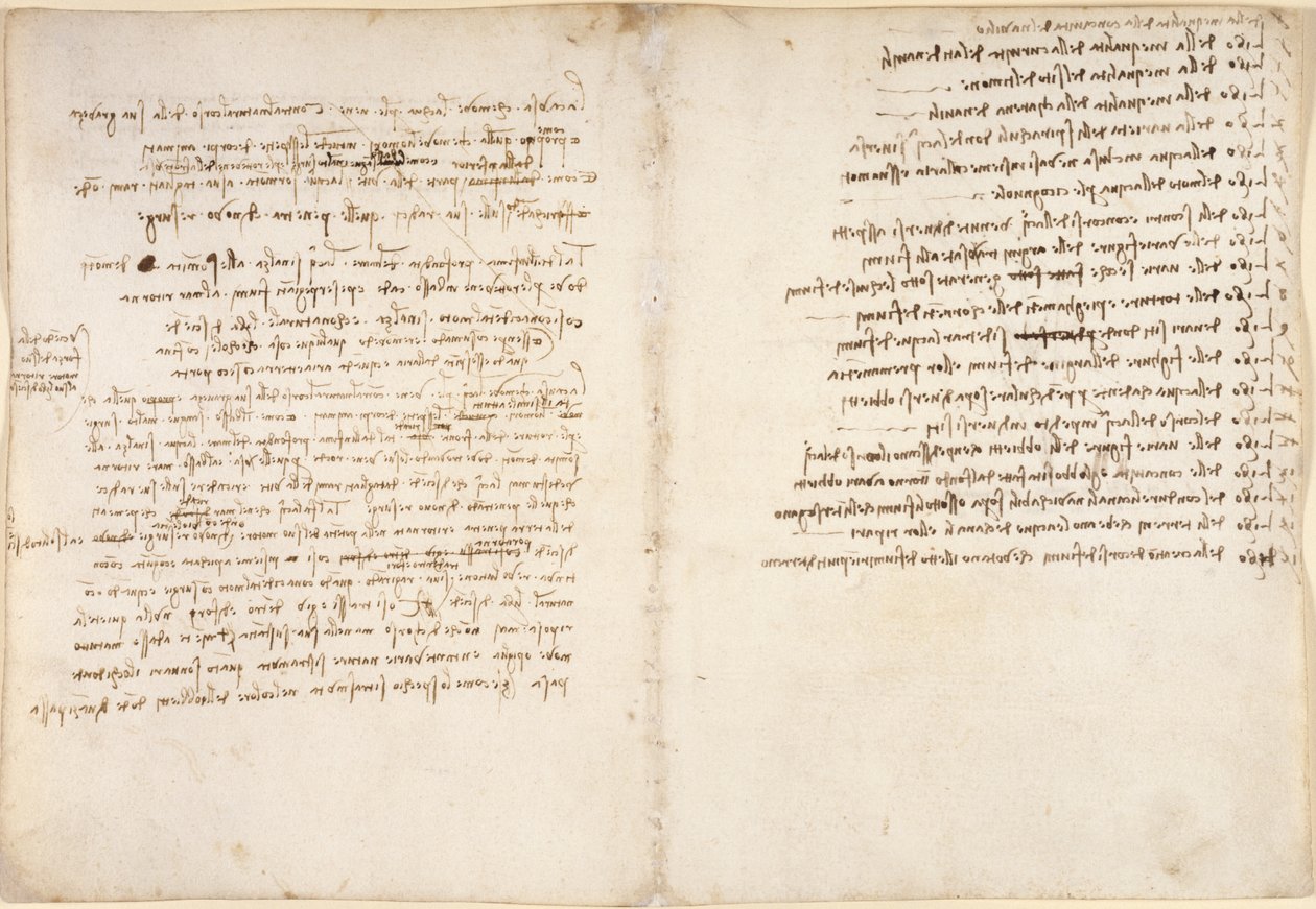 Arundel 263, f.58v, f.45, Notes on water, från 