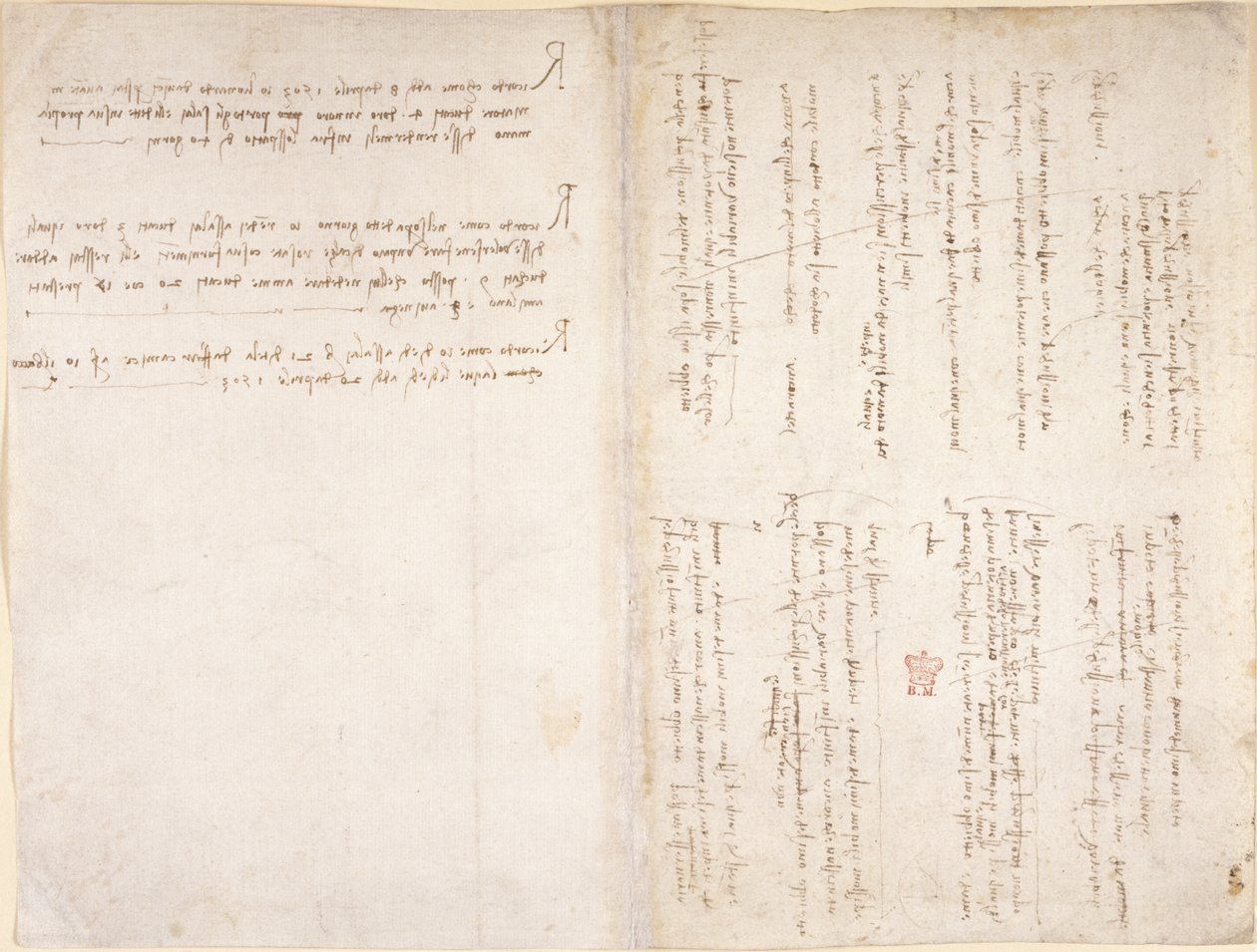 Arundel 263, ff.229v, f.226 Leonardo da Vincis anteckningar från 