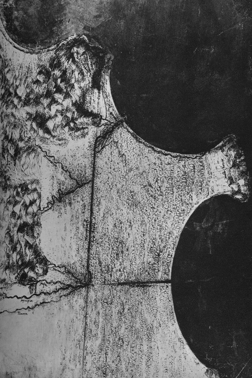 Fågelperspektiv över Italiens kust, norr om Terracina, c1480 1945 av Leonardo da Vinci