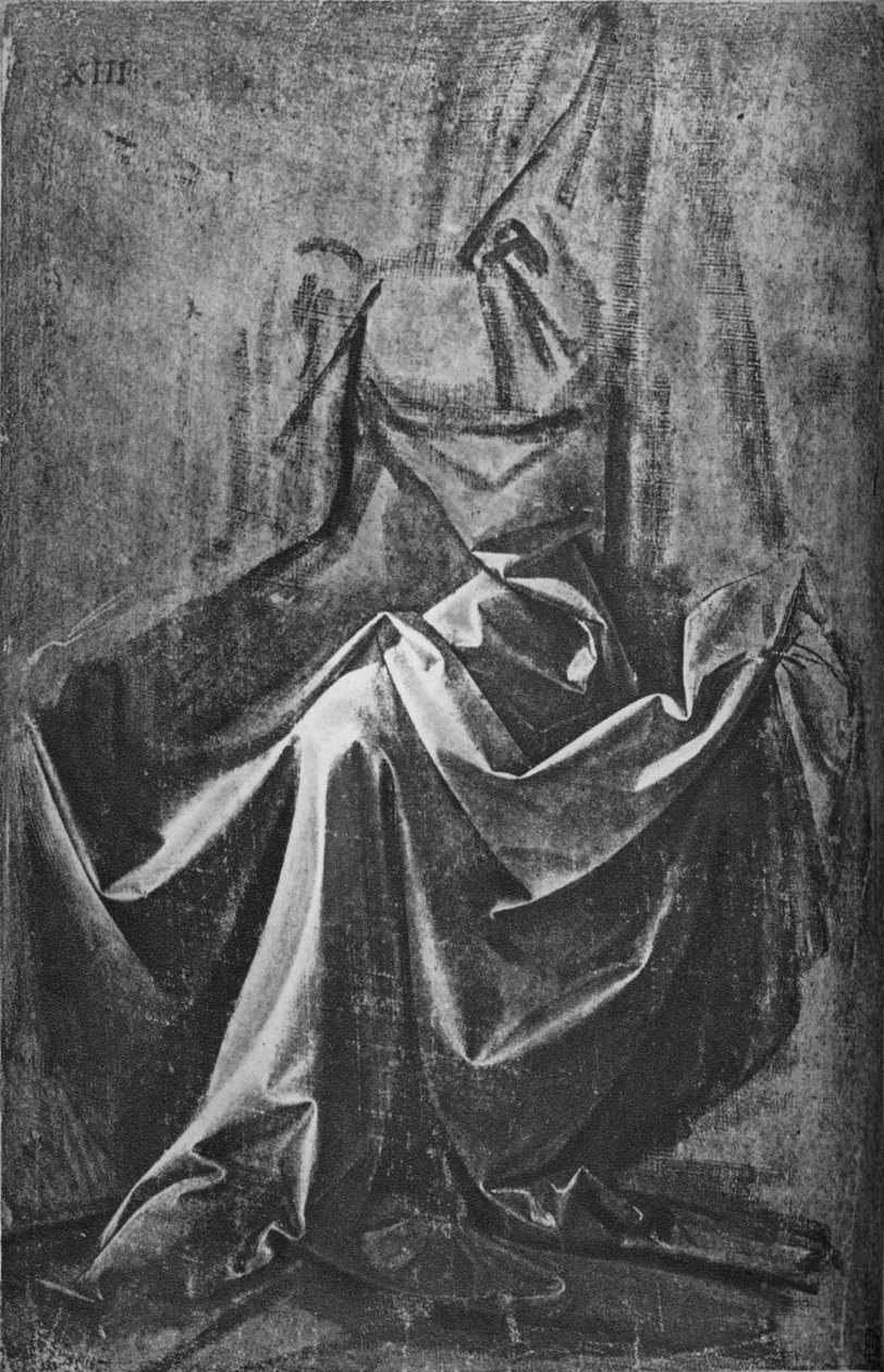 Avgjutning av draperi för en sittande figur, c1475 1945 av Leonardo da Vinci