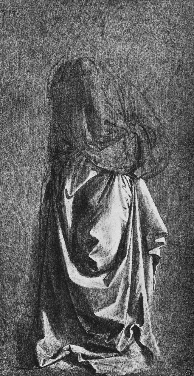 Avgjutning av draperi för en stående figur, c1470 1945 av Leonardo da Vinci