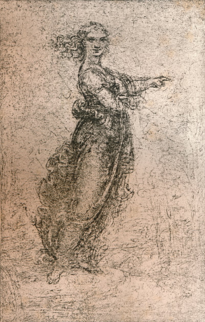 Träkolsteckning av en kvinnofigur, c1472-c1519 1883 av Leonardo da Vinci