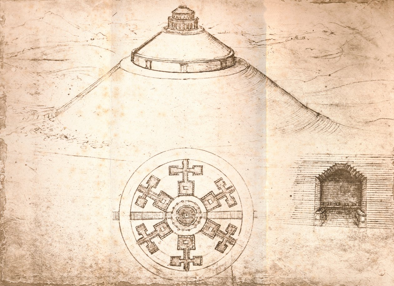 Design för ett mausoleum, c1472-c1519 1883 av Leonardo da Vinci