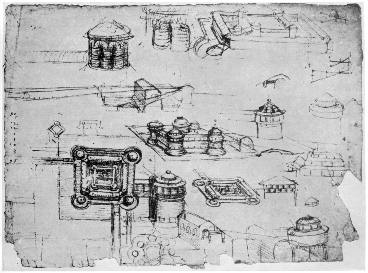 Design för en fästning, 1500-1505 1954. av Leonardo da Vinci