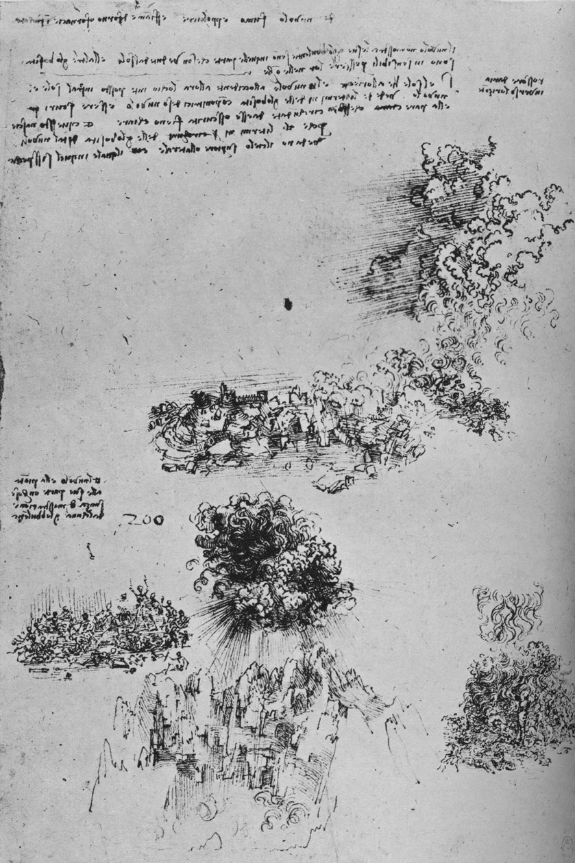 Förstörelse regnade från himlen på jorden, c1480 1945 av Leonardo da Vinci