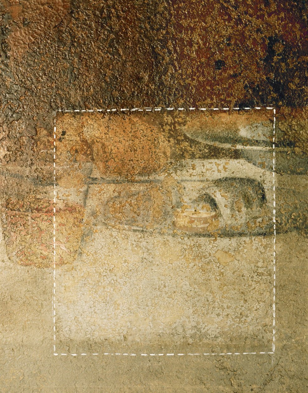 Detalj från Leonardos sista måltid: vad specialister trodde var en bit bröd, visade sig efter rengöring ... av Leonardo da Vinci