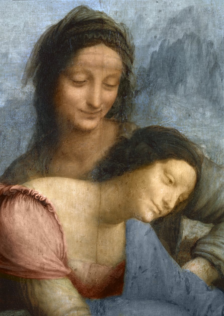 Detalj av Jungfrun och St. Anne från Jungfrun och barnet med St. Anne, ca 1510 (olja på panel) av Leonardo da Vinci