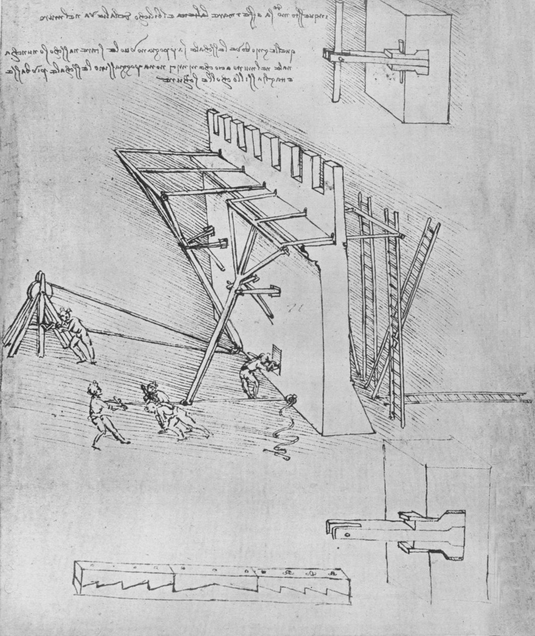 Enhet för att repellera skalningsstegar, c1480 1945 av Leonardo da Vinci