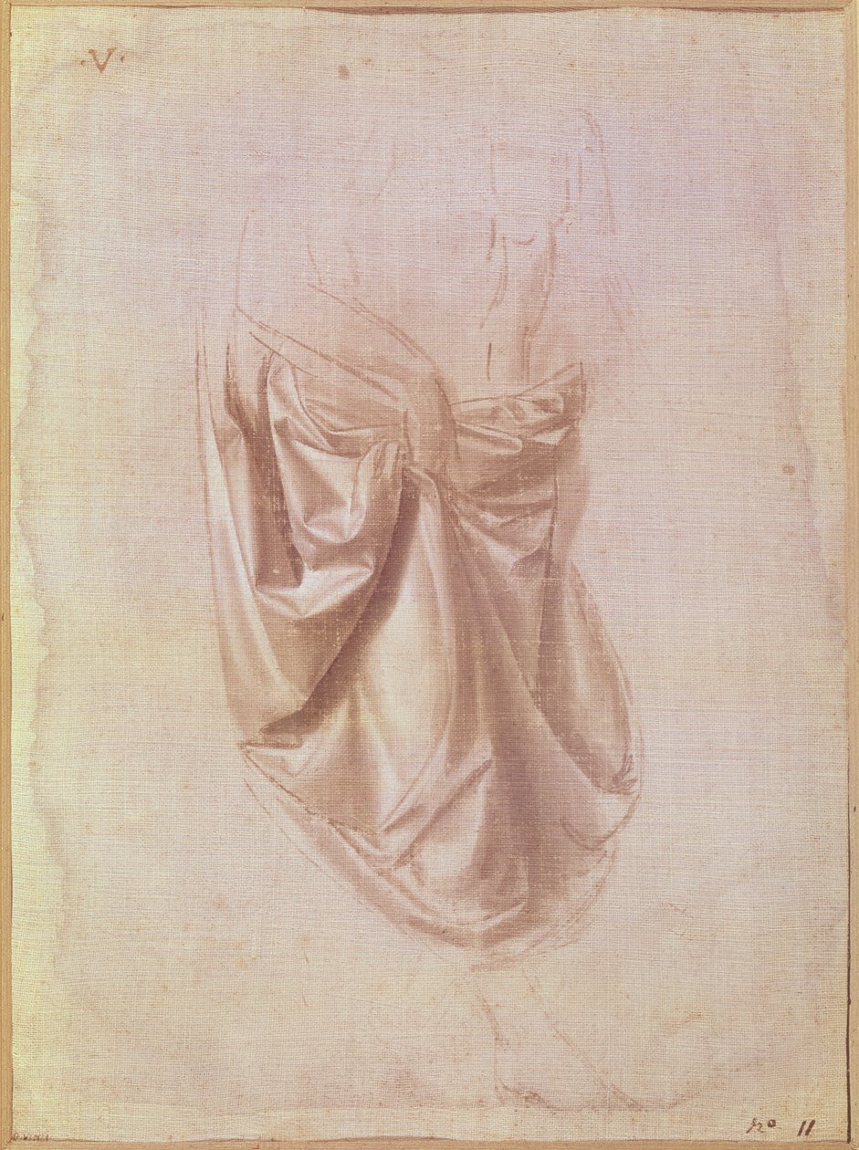 Draperiestudie (gouache på duk) av Leonardo da Vinci