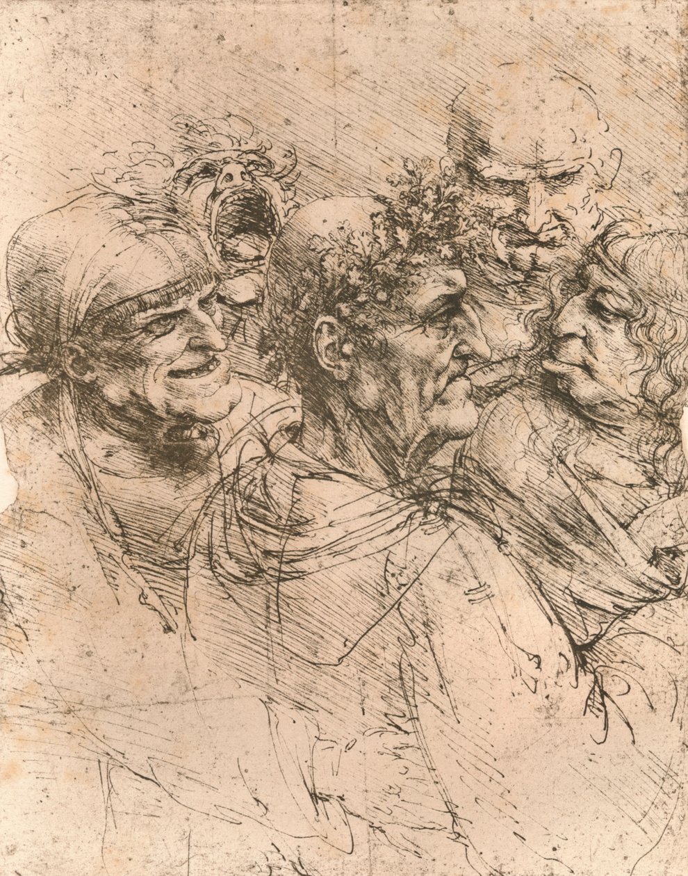 Teckning av karikatyrer, c1472-c1519 1883 av Leonardo da Vinci