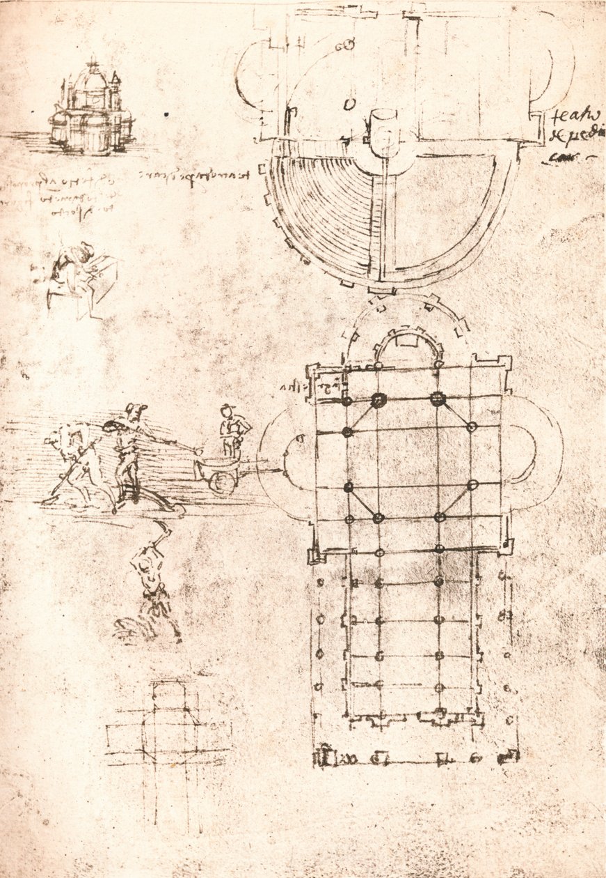 Ritning av kyrkor, c1472-c1519 1883 av Leonardo da Vinci