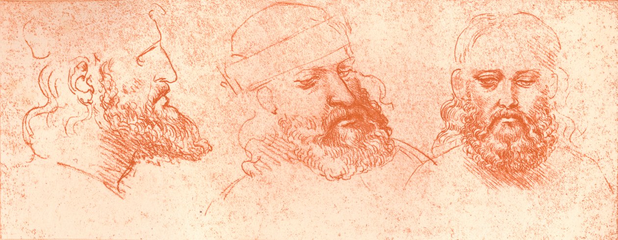 Ritning av orientaliska huvuden, i röd krita, c1472-c1519 1883 av Leonardo da Vinci