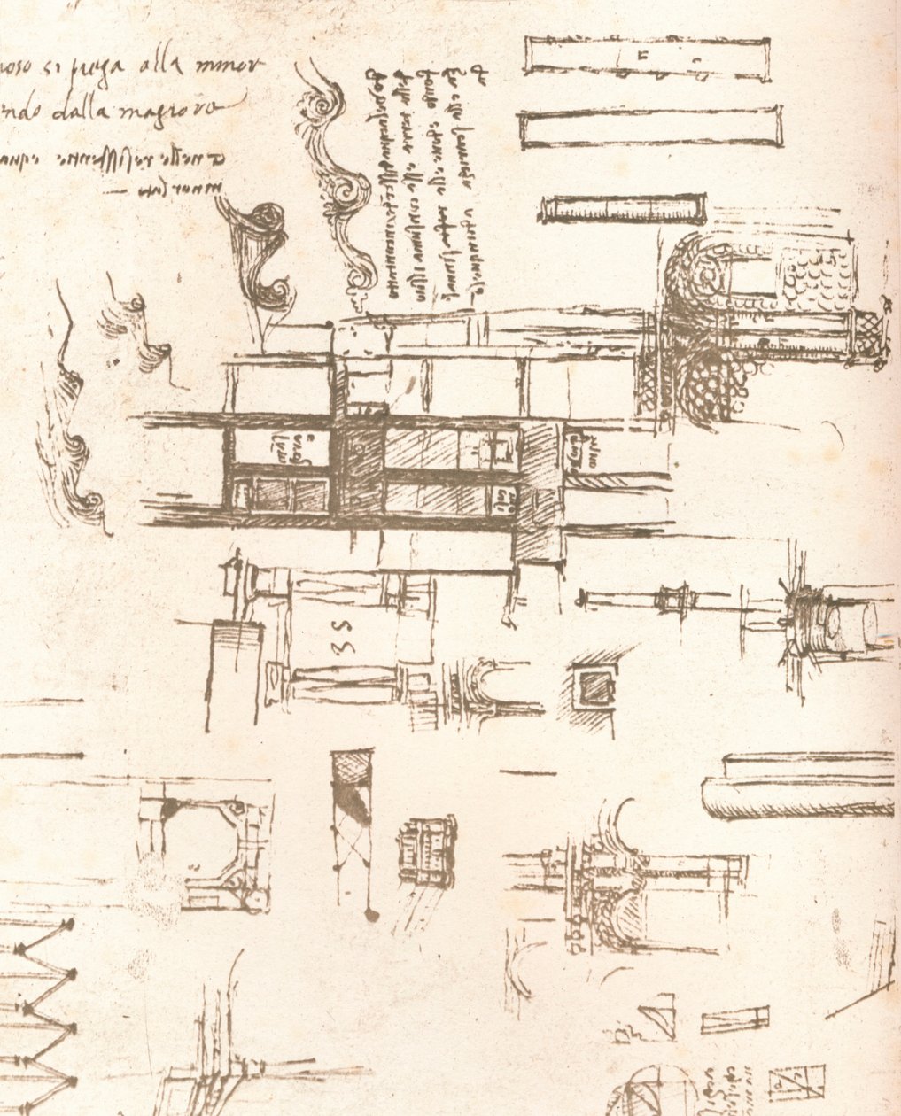 Ritning av projekt för slott och villor, c1472-c1519 1883 av Leonardo da Vinci