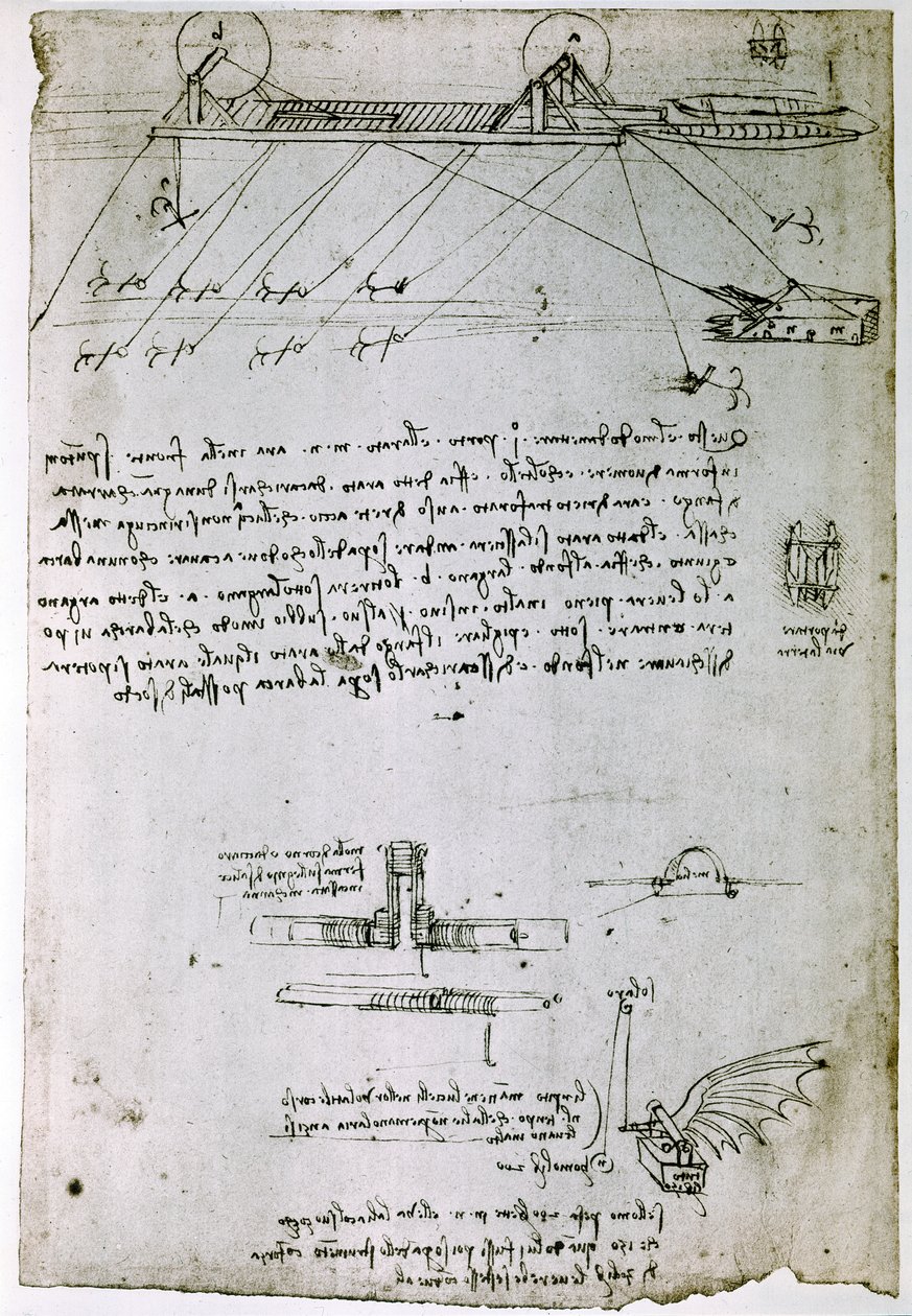 Utdrag ur ett Da Vinci-manuskript som beskriver principen för och konstruktionen av en "Sea Dredge" (manuskript) av Leonardo da Vinci
