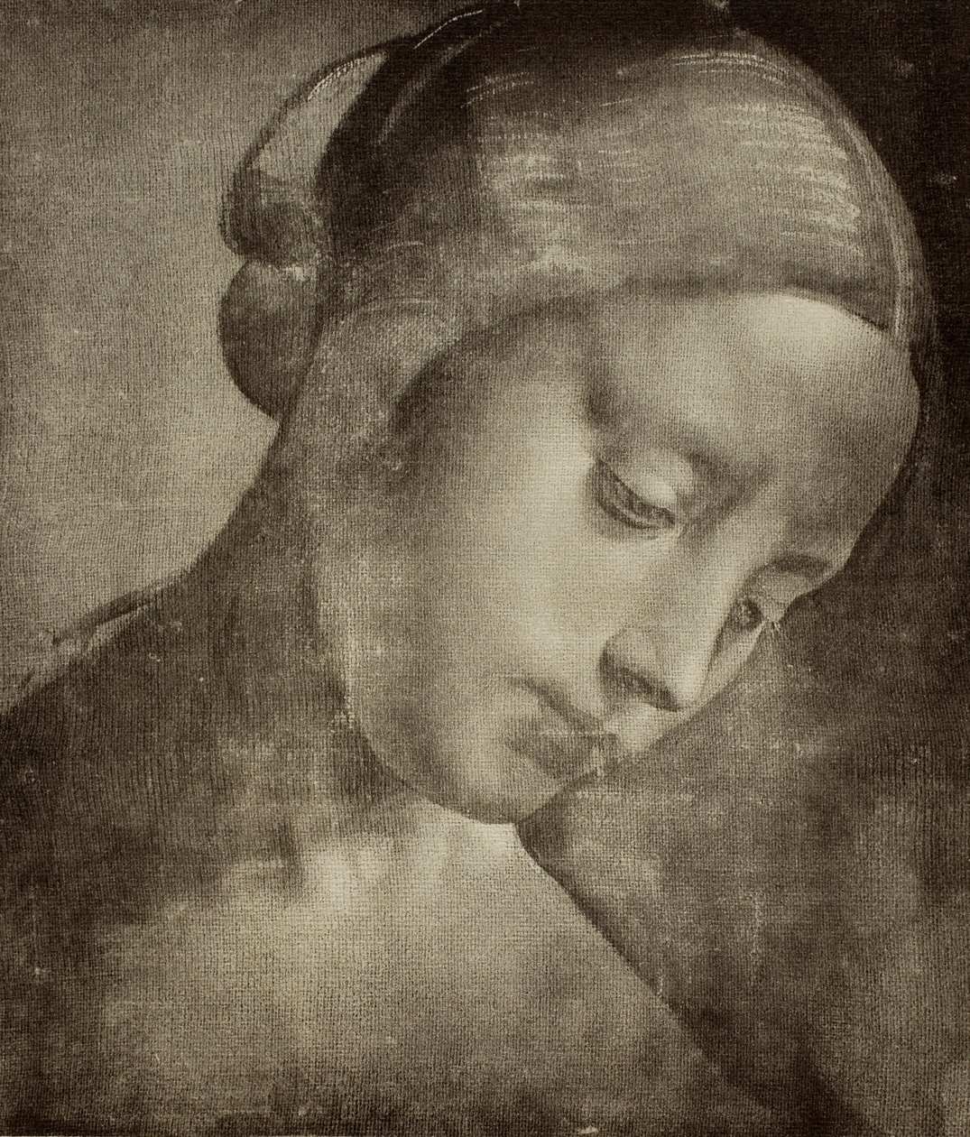 Feminint huvud, teckning av Leonardo da Vinci. Cabinet of Drawings and Prints, Uffizi Gallery, Florens av Leonardo da Vinci