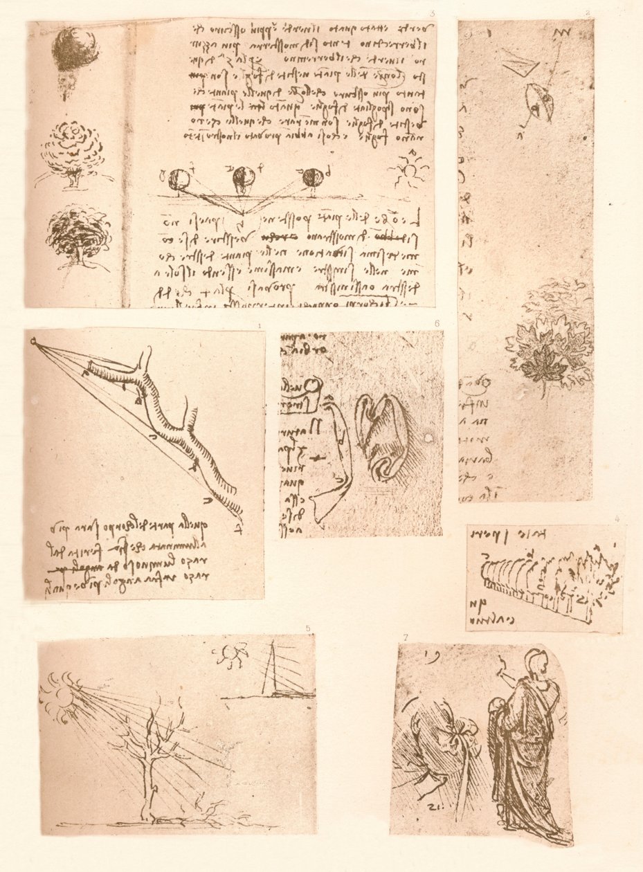 Fem teckningar som illustrerar elementen i landskapsmåleriet, c1472-c1519 1883 av Leonardo da Vinci