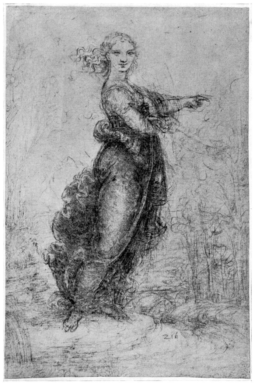 Flytande kvinnofigur, sent 1400-tal eller tidigt 1500-tal 1954. av Leonardo da Vinci