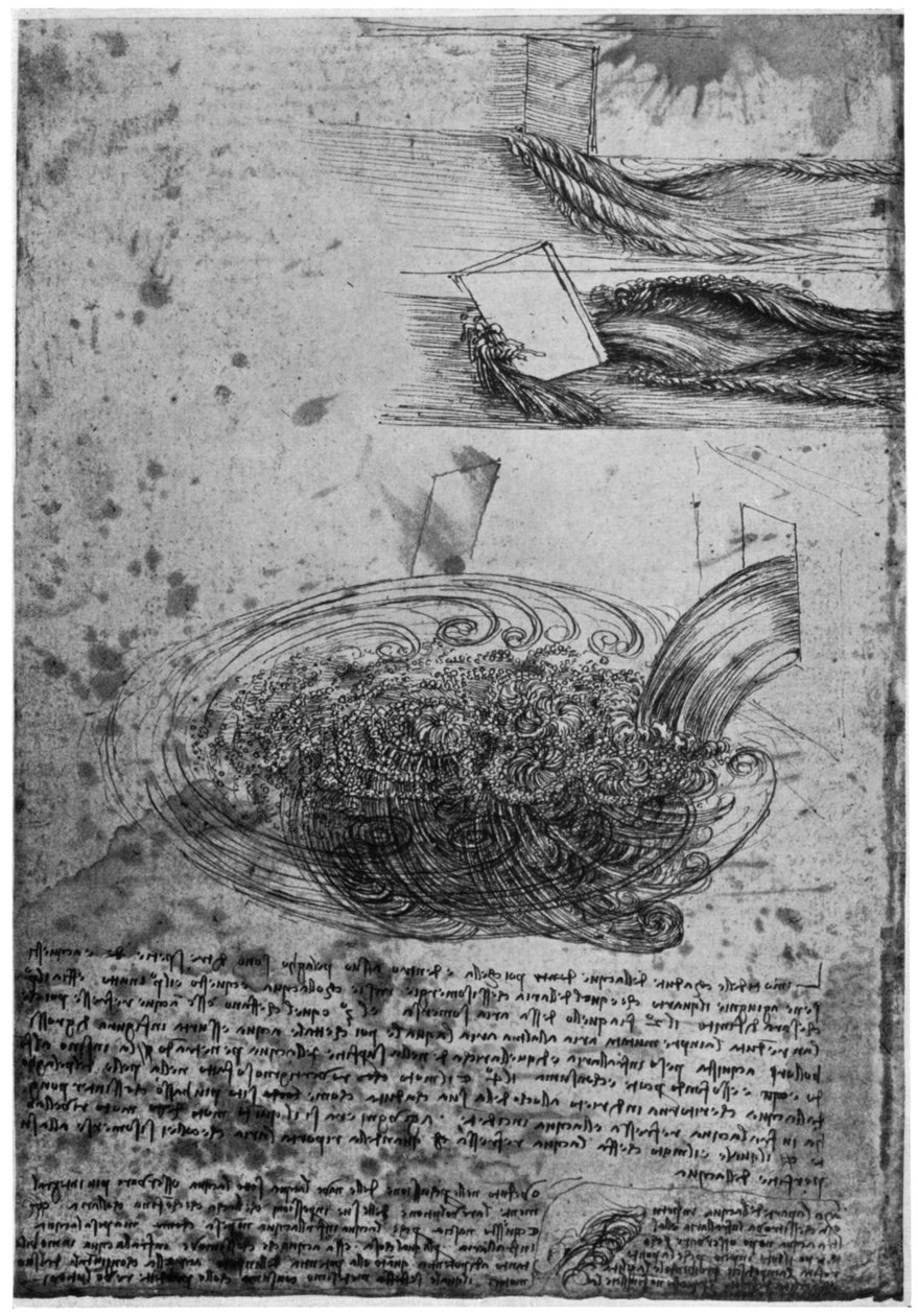 Flöde av virvlar i ett vattenfall, 1509-1511 1954. av Leonardo da Vinci