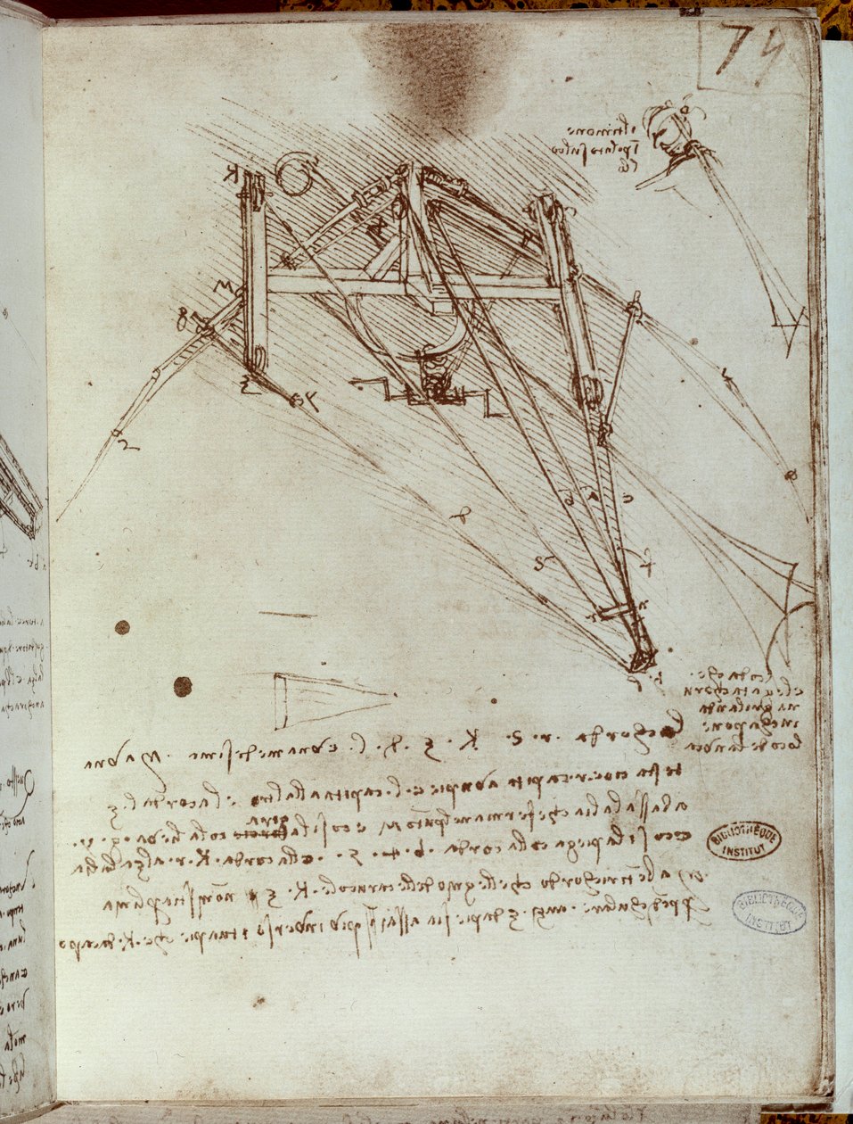 Flygande maskinritning. Manuskript av Leonard De Vinci (Leonardo da Vinci av Leonardo da Vinci