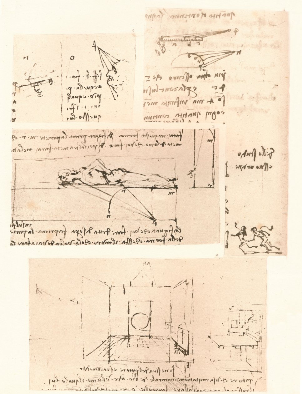 Fyra teckningar som illustrerar målarpraktiken, c1472-c1519 1883 av Leonardo da Vinci