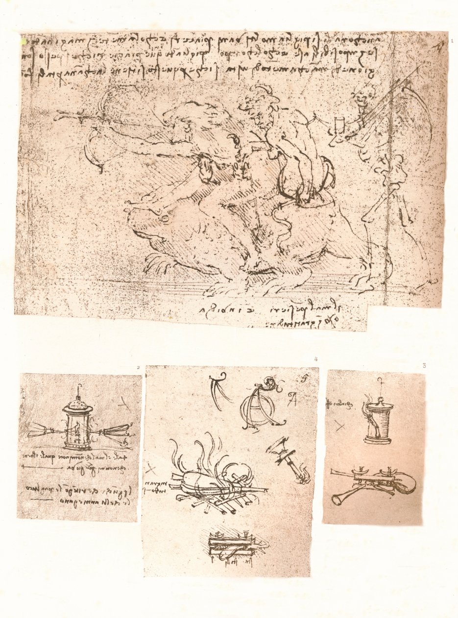 Fyra teckningar av allegoriska representationer, c1472-c1519 1883 av Leonardo da Vinci