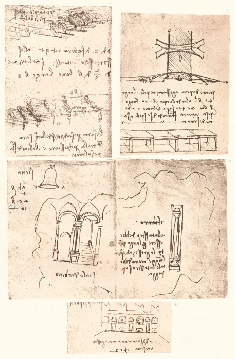 Fyra topografiska ritningar, c1472-c1519 1883 av Leonardo da Vinci