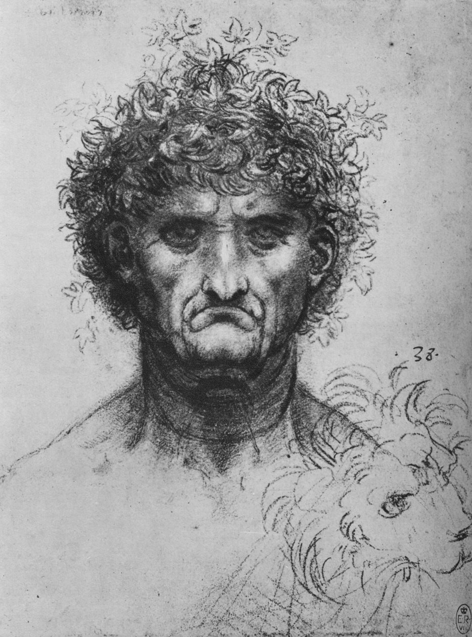 Hela ansiktet på en gammal man som bär en krans, c1480 1945 av Leonardo da Vinci