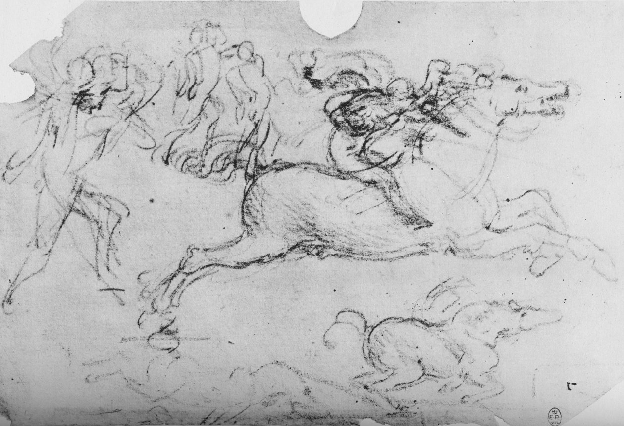 Galopperande ryttare och andra figurer, c1480 1945 av Leonardo da Vinci