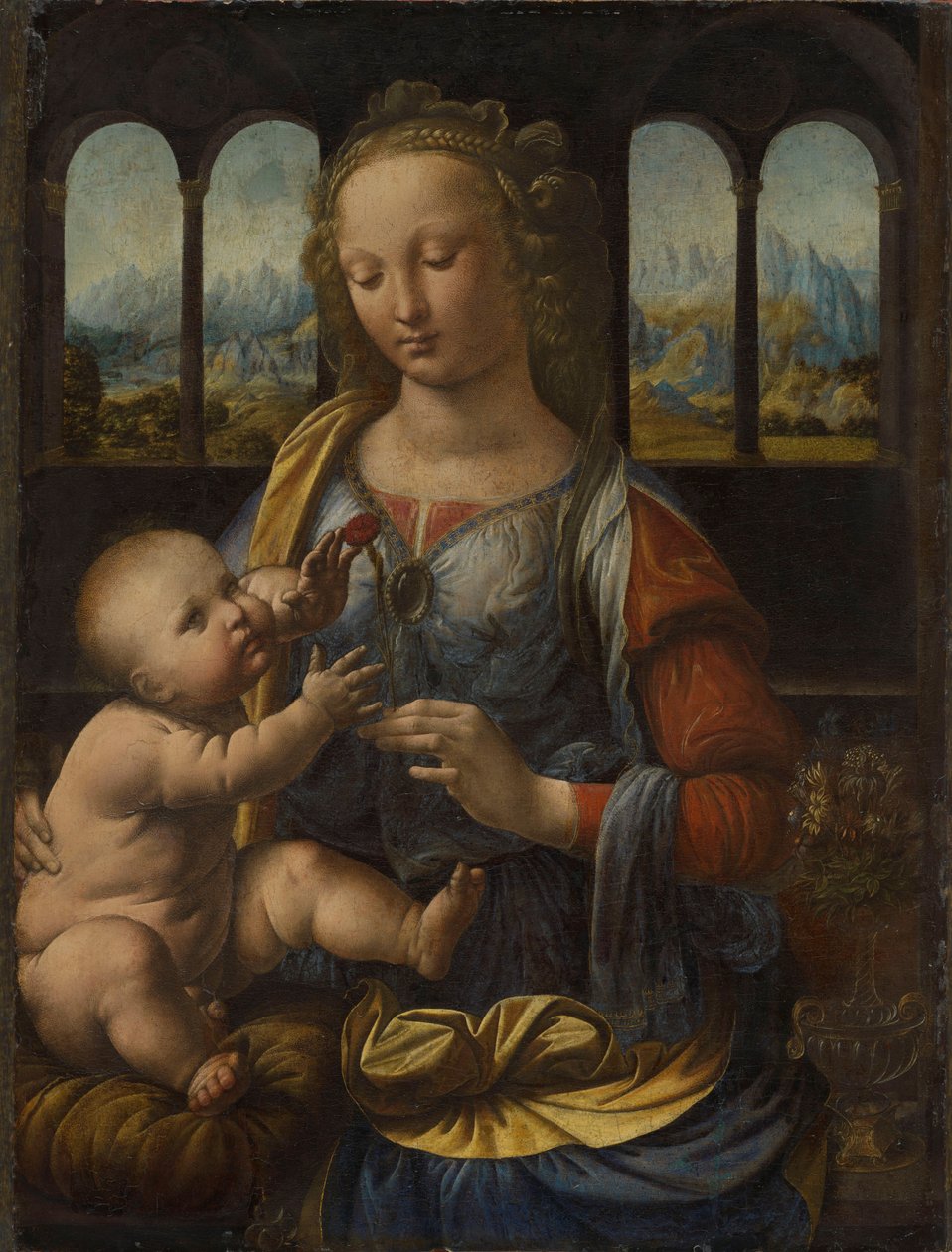 Tyska: Madonna mit der Nelke Madonna av nejlikan av Leonardo da Vinci