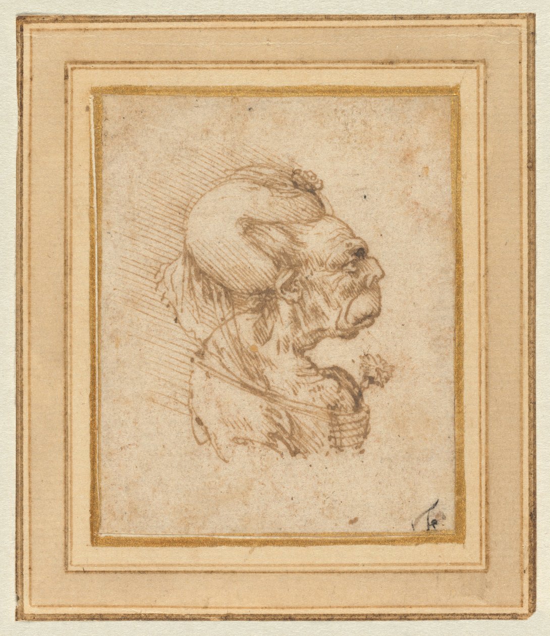 Groteskt huvud av en gammal kvinna av Leonardo da Vinci
