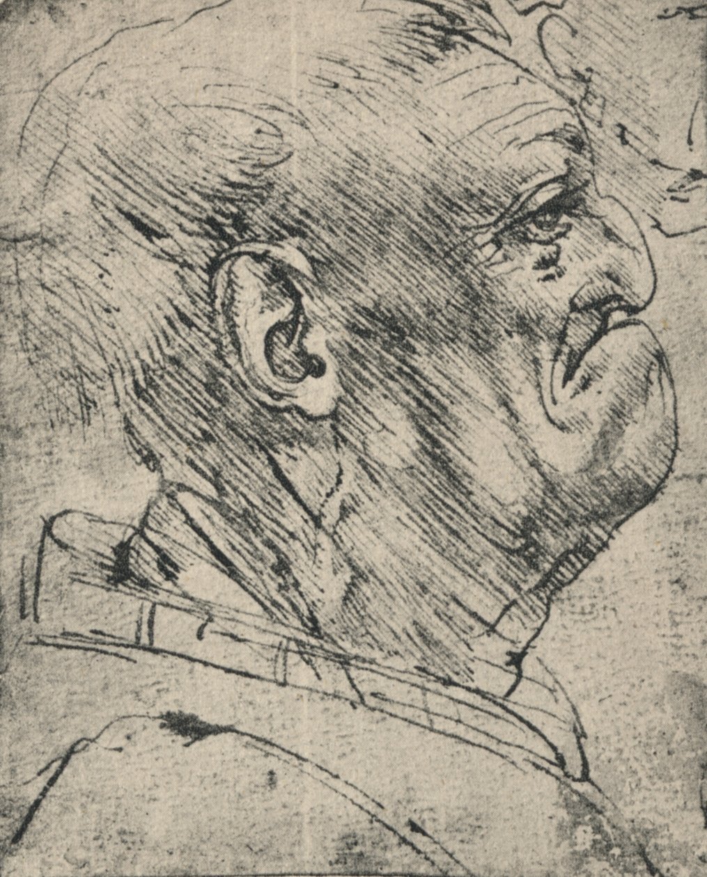 Grotesk profil av en man till höger, c1480 1945 av Leonardo da Vinci