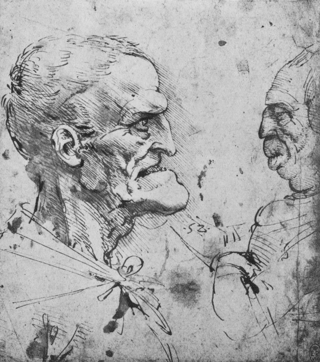 Groteska profiler av en man och kvinna som står inför, c1480 1945 av Leonardo da Vinci